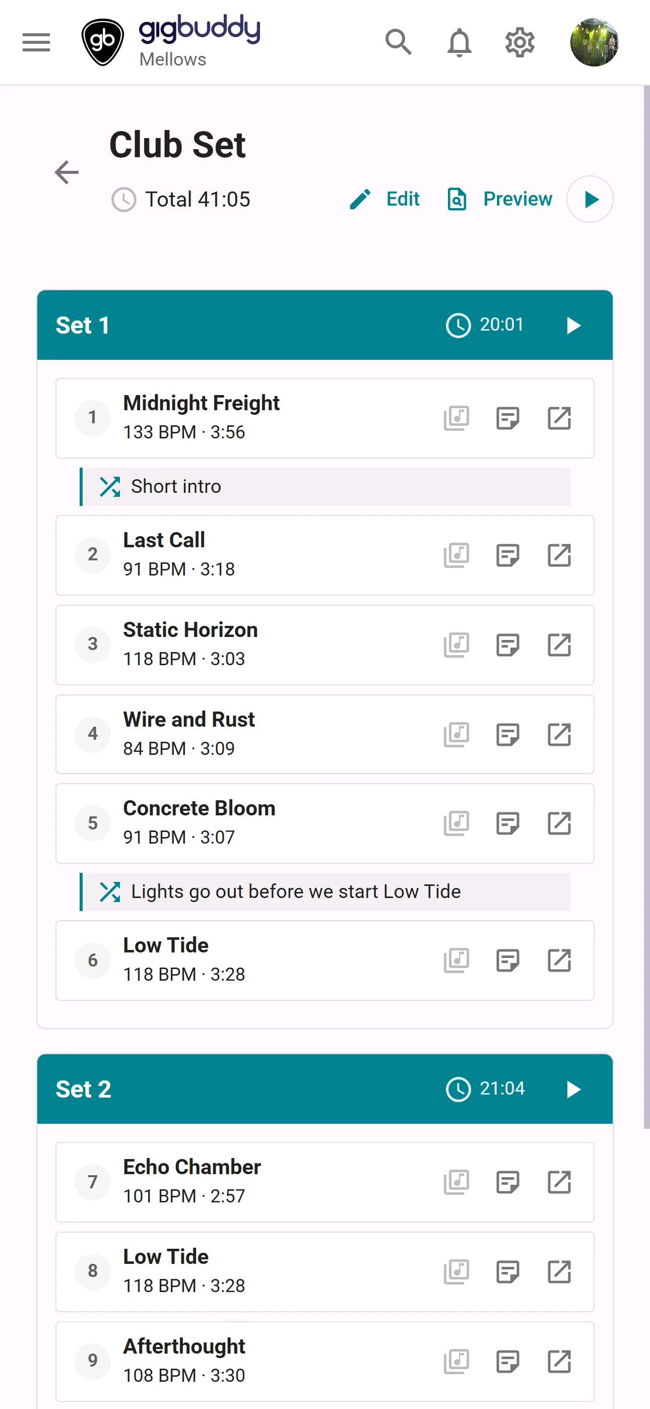 A setlist maker that knows your songs